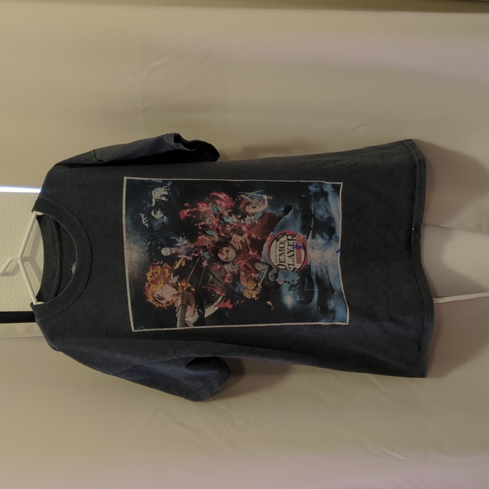 Kids Demon Slayer Mugen Train Blue Gray Graphic T Shirt Medium